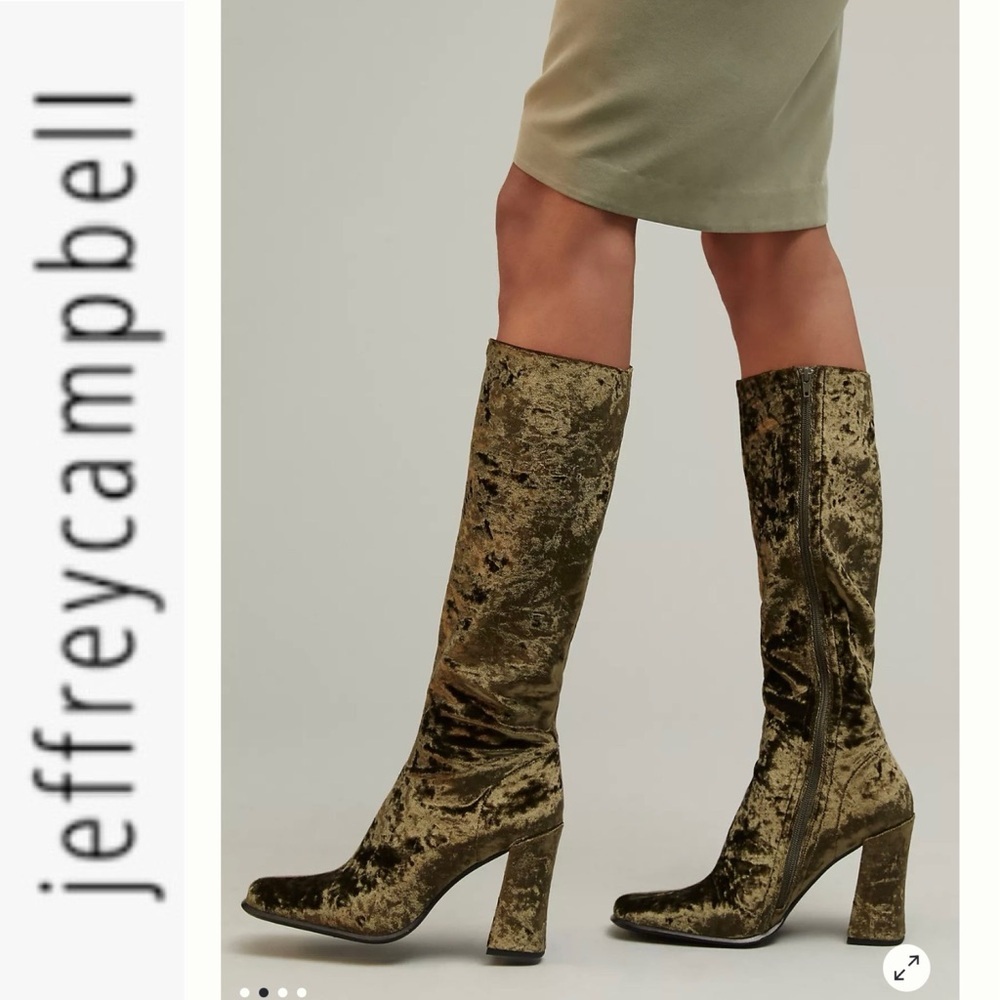 NEW Jeffrey Campbell Naissancr Boots in Brown Crushed Velvet 7.5 - Picture 2 of 13
